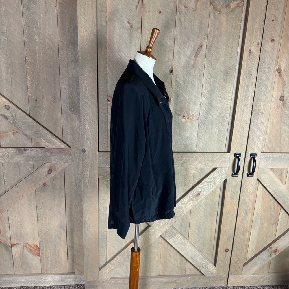 Eileen Fisher black crepe de chine silk bomber jacket Size XL - Picture 7 of 13